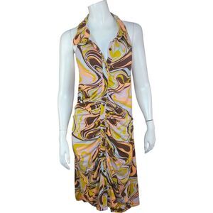 Rue 21 Women 3X Full-Button Bodycon Backless Tube Dress Bohemiam 70s Swirl NWT